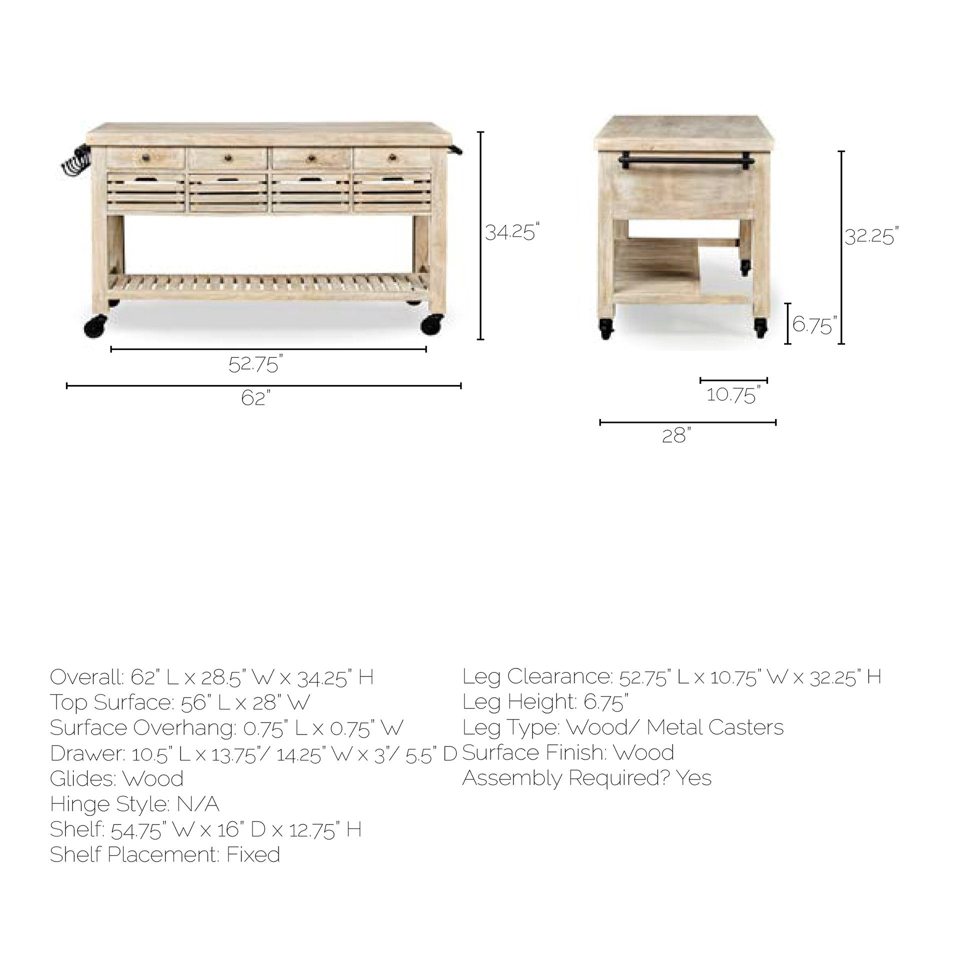 Columbia Large Kitchen Island