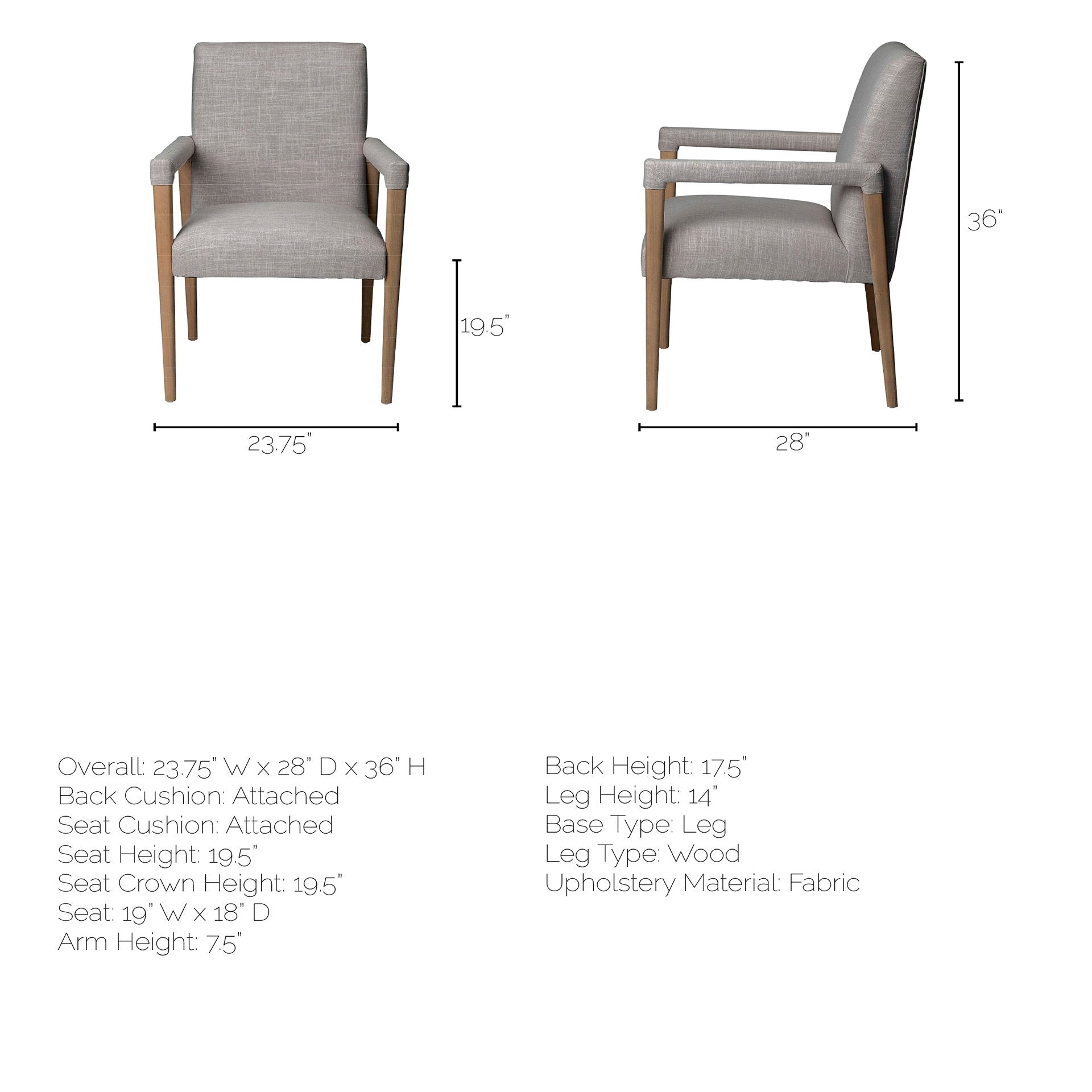Palisades Fabric Dining Armchair