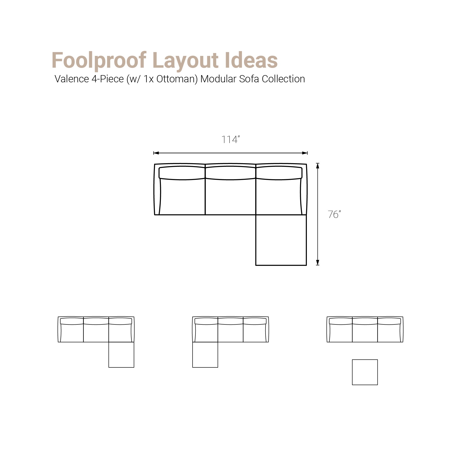 Valence 4 Piece (Incl. 1 Ottoman) Modular Sofa Set