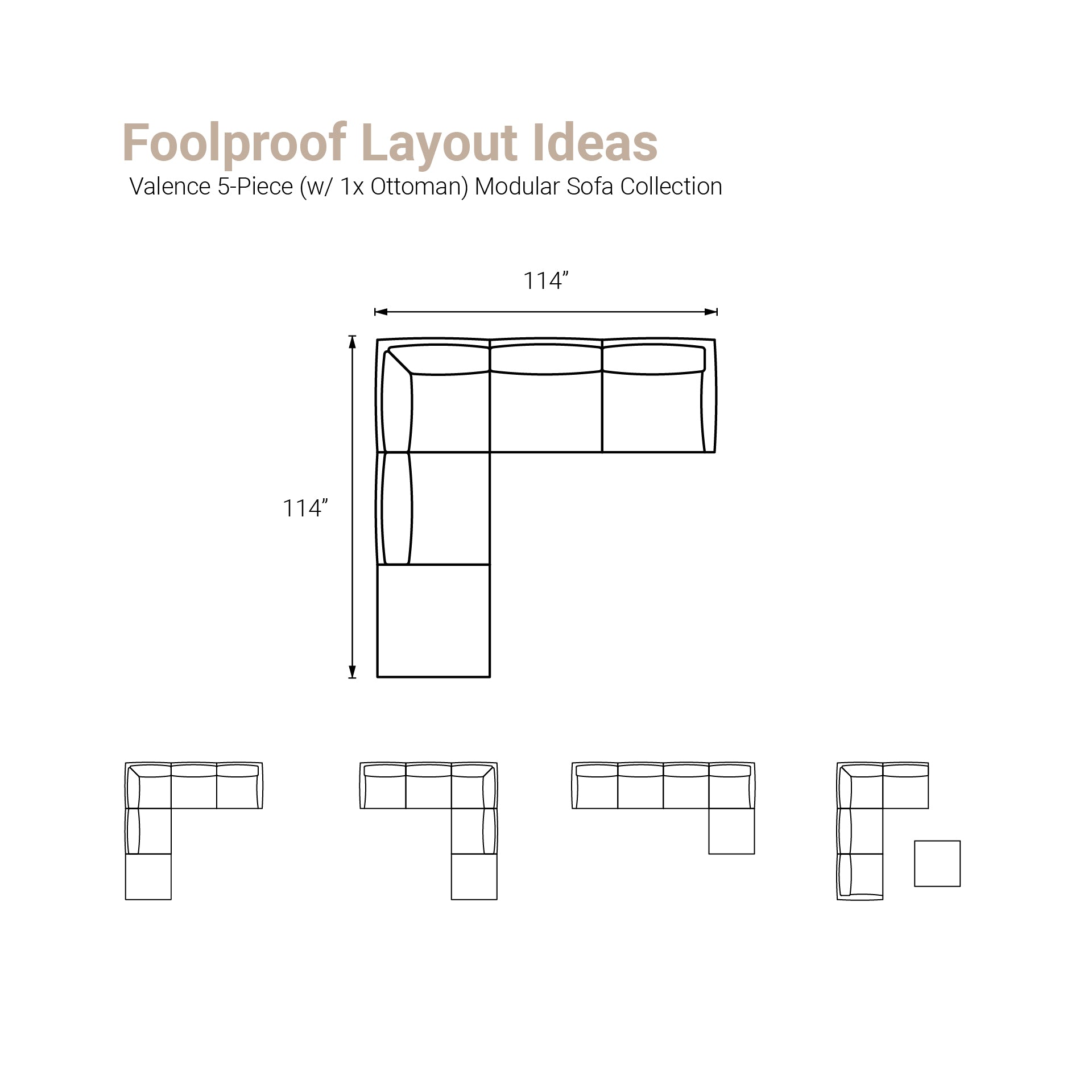 Valence 5 Piece (Incl. 1 ottoman) Modular Sofa Set