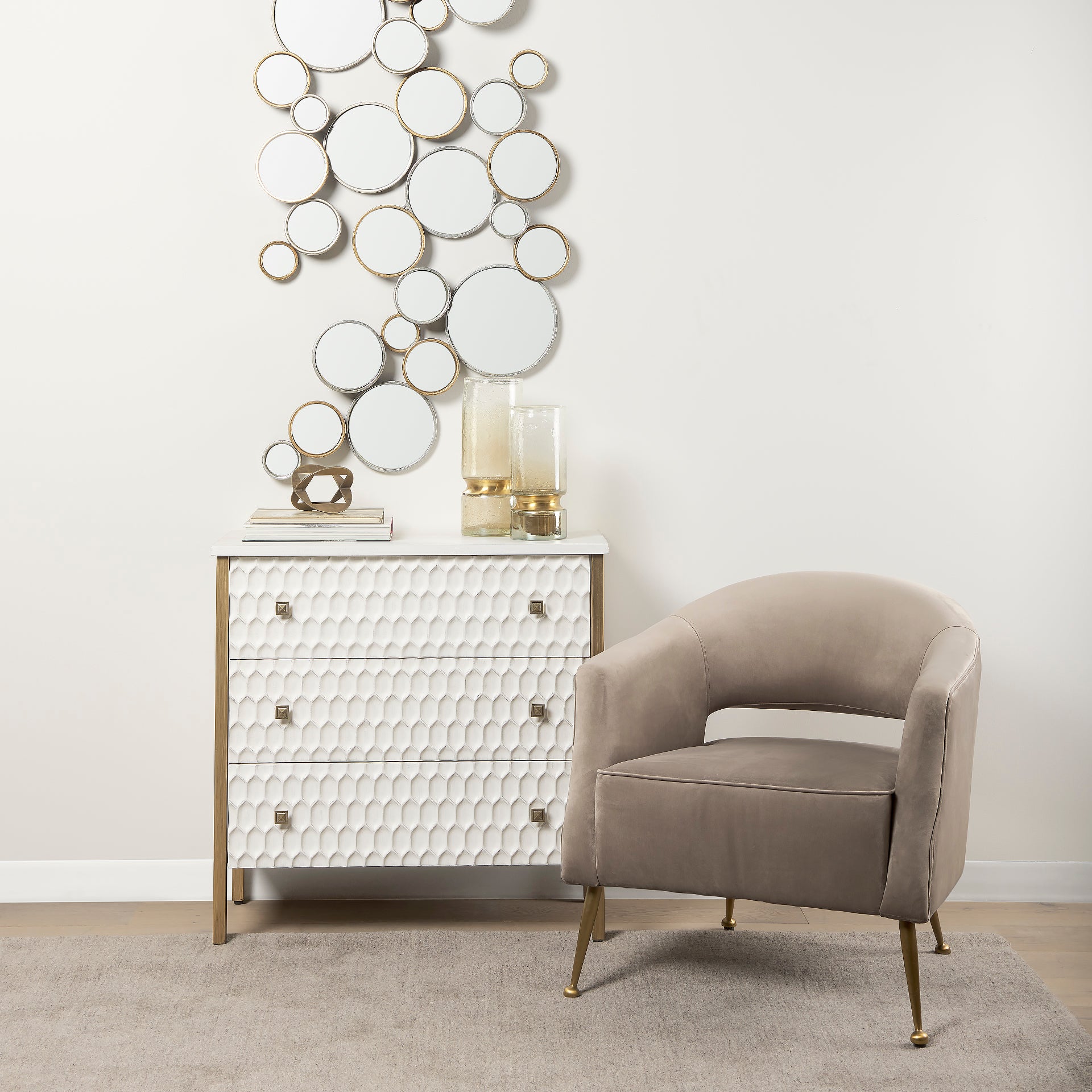Savannah Gold Accent Cabinet - 3 Drawer