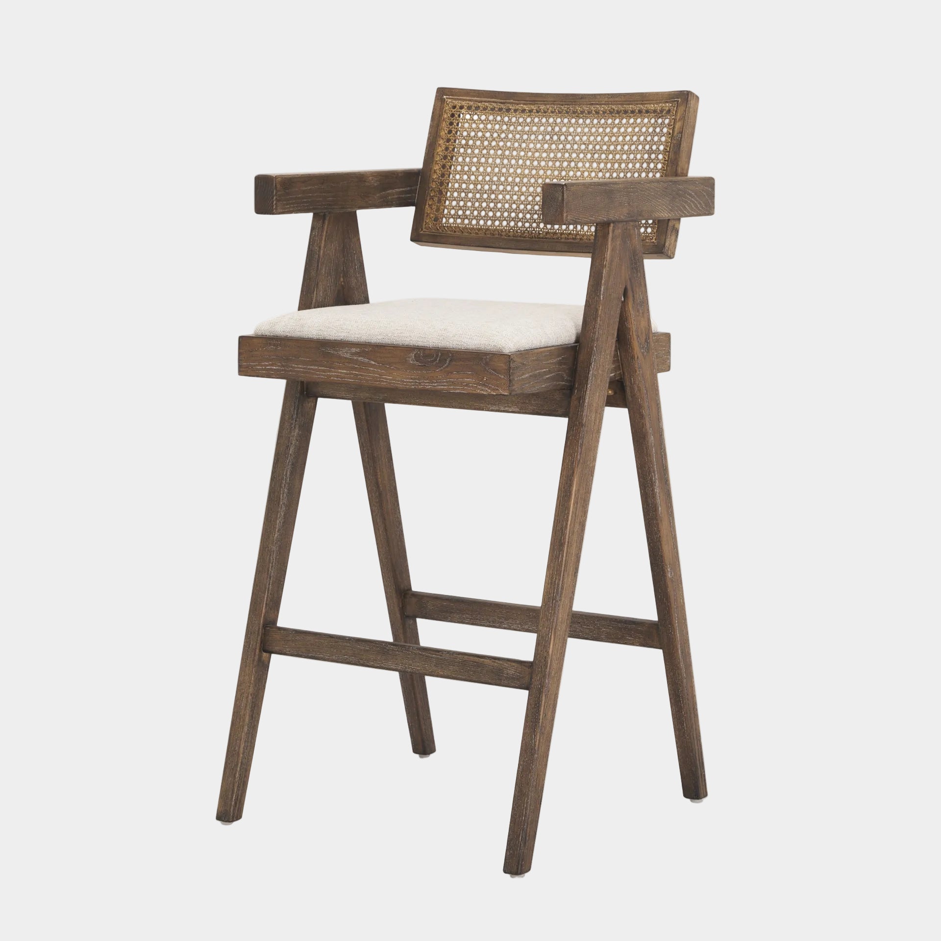 Indie Fabric/Cane Seat Bar Stool