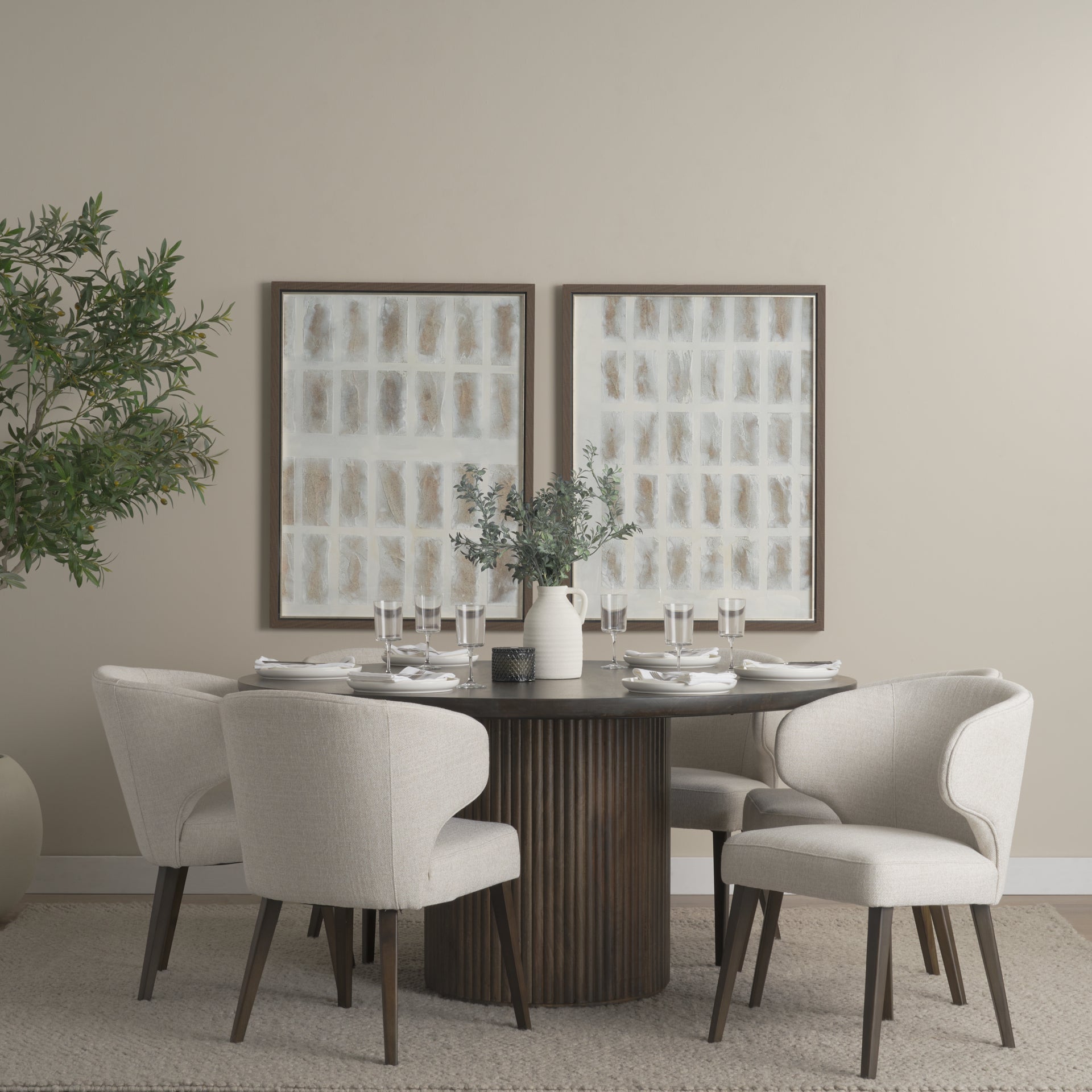 Terra Fluted Dining Table - 6 Niles Chairs