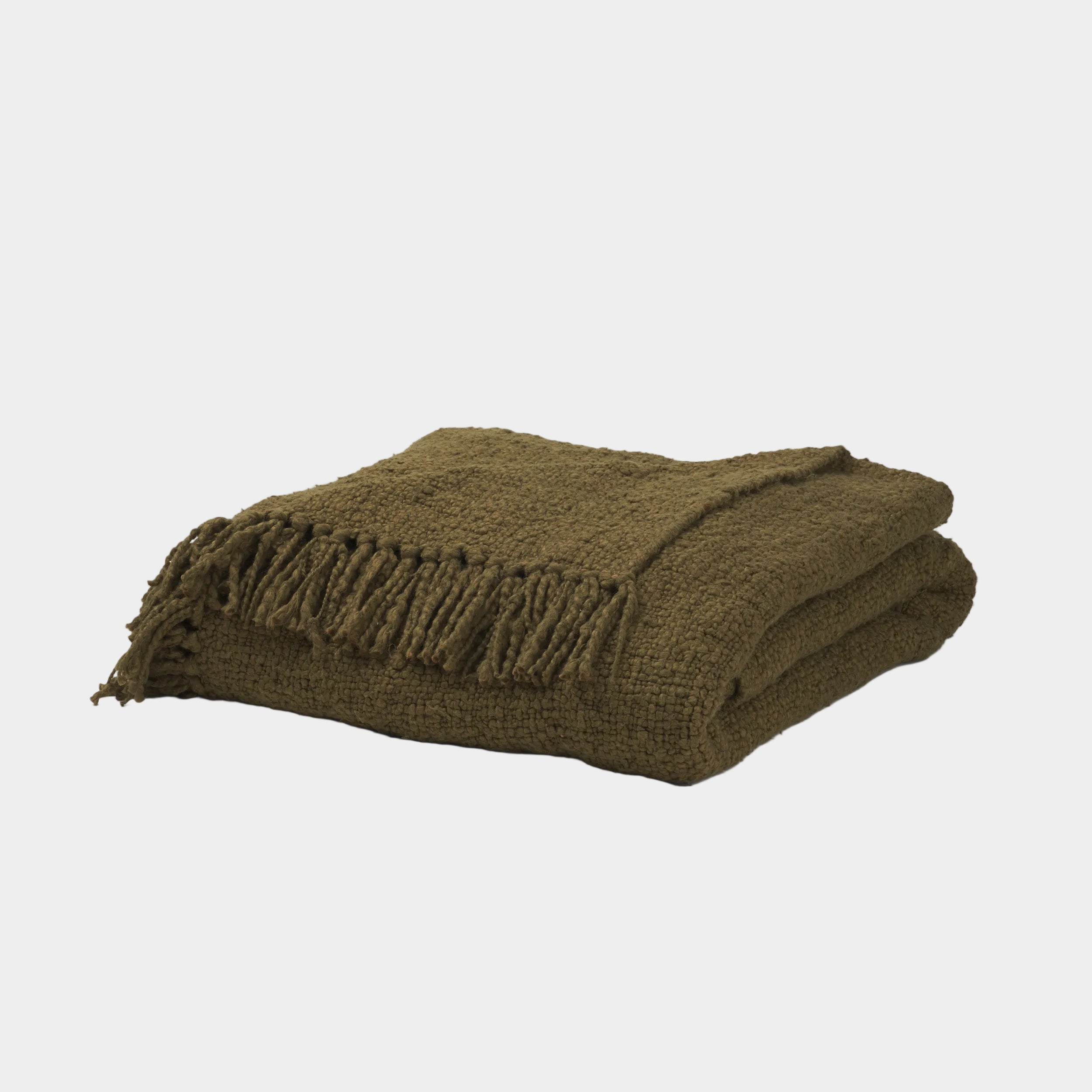Kambal Dark Olive Cotton Throw Blanket