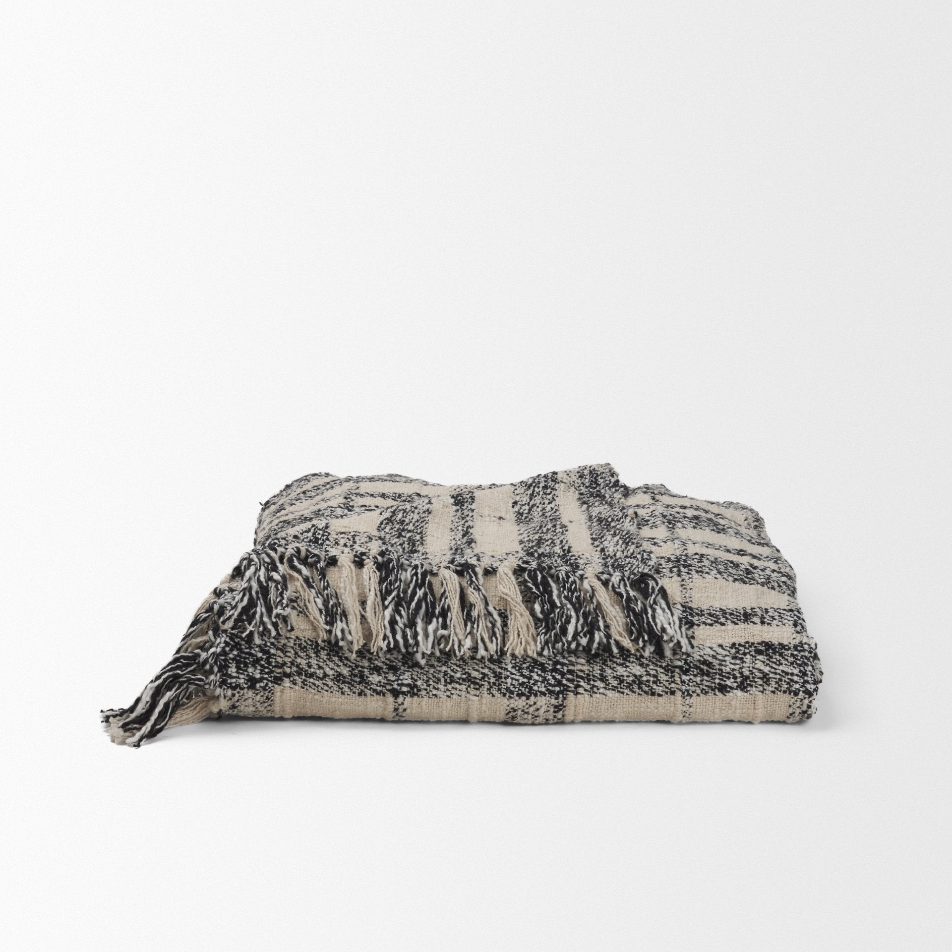 Pendle Black Plaid Cotton Throw Blanket