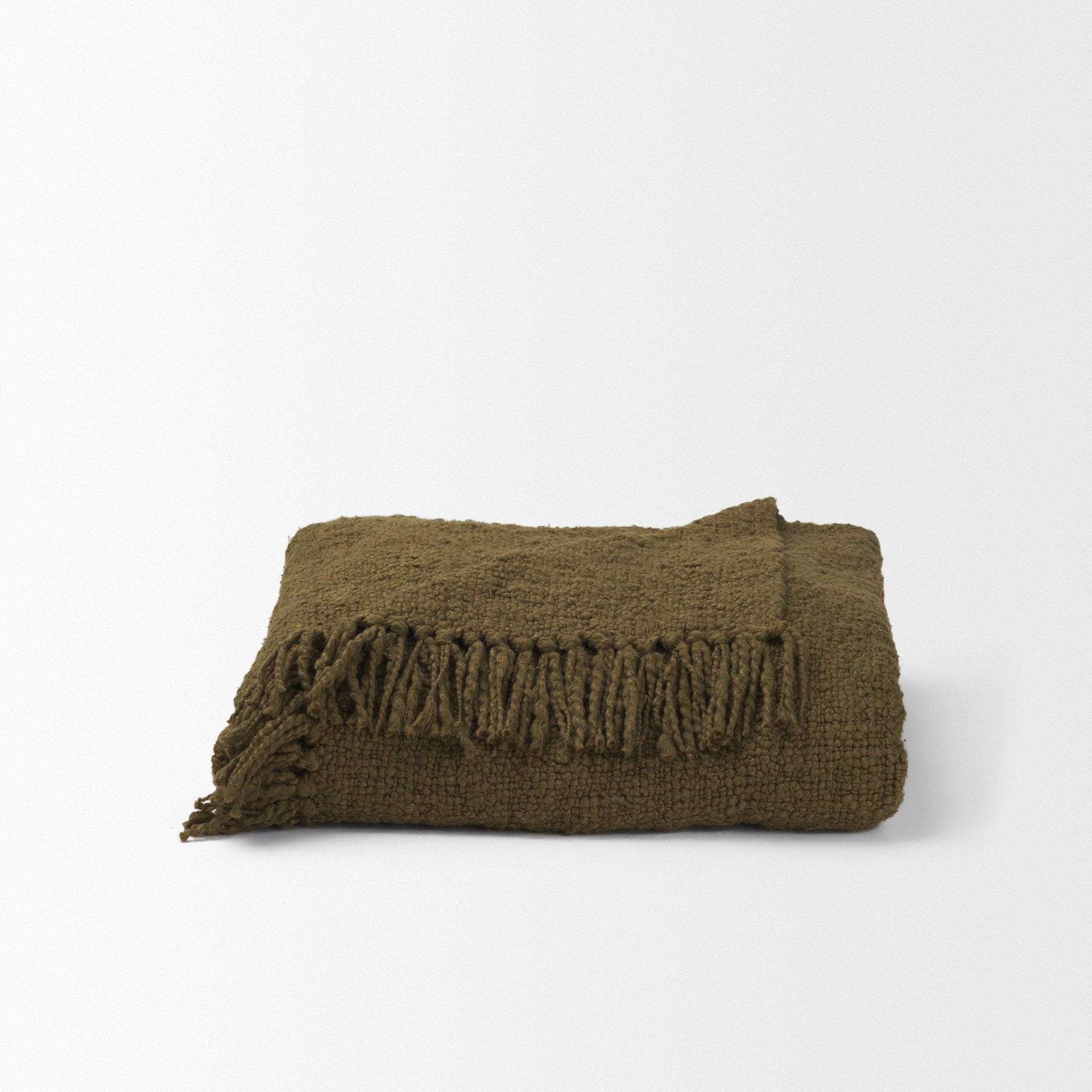 Kambal Dark Olive Cotton Throw Blanket