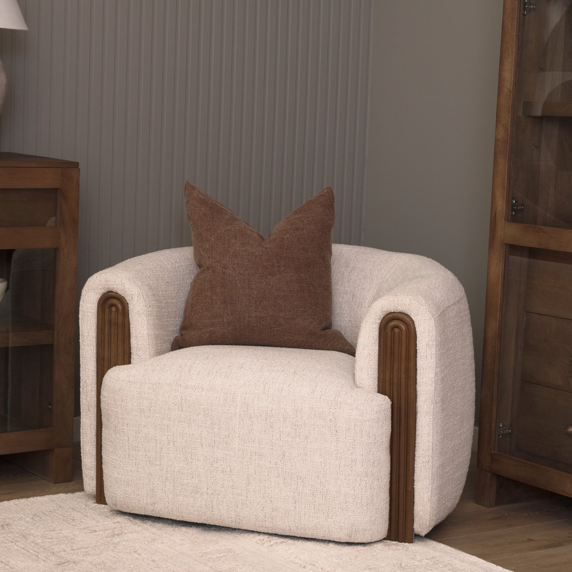 Kornelia Fabric Barrel Accent Chair