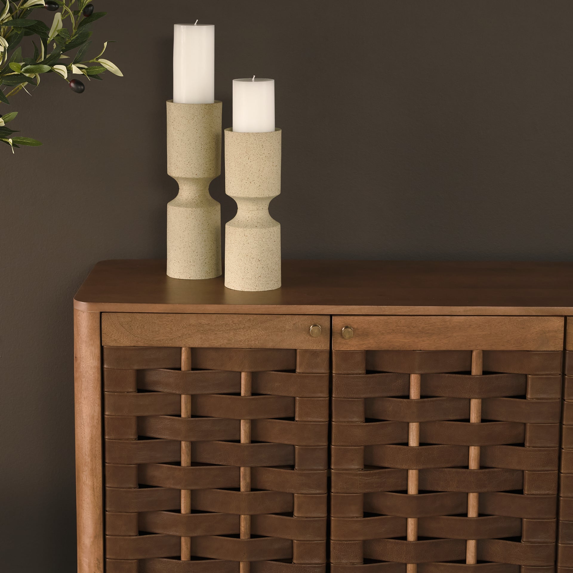 Akira Beige Candle Holder