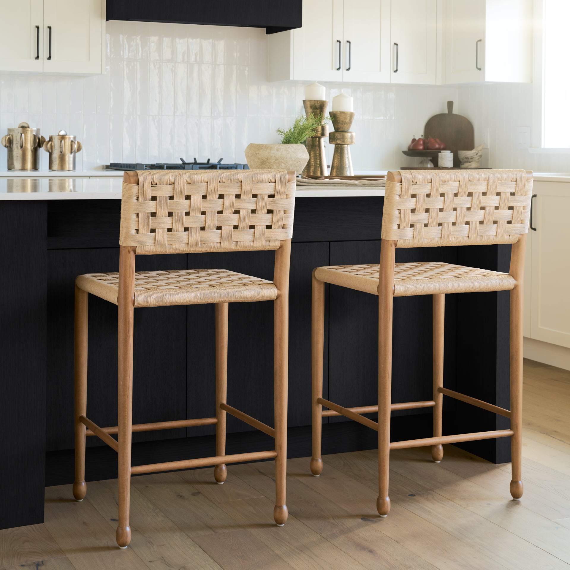 Brinley Paper Rope Seat Counter Stool
