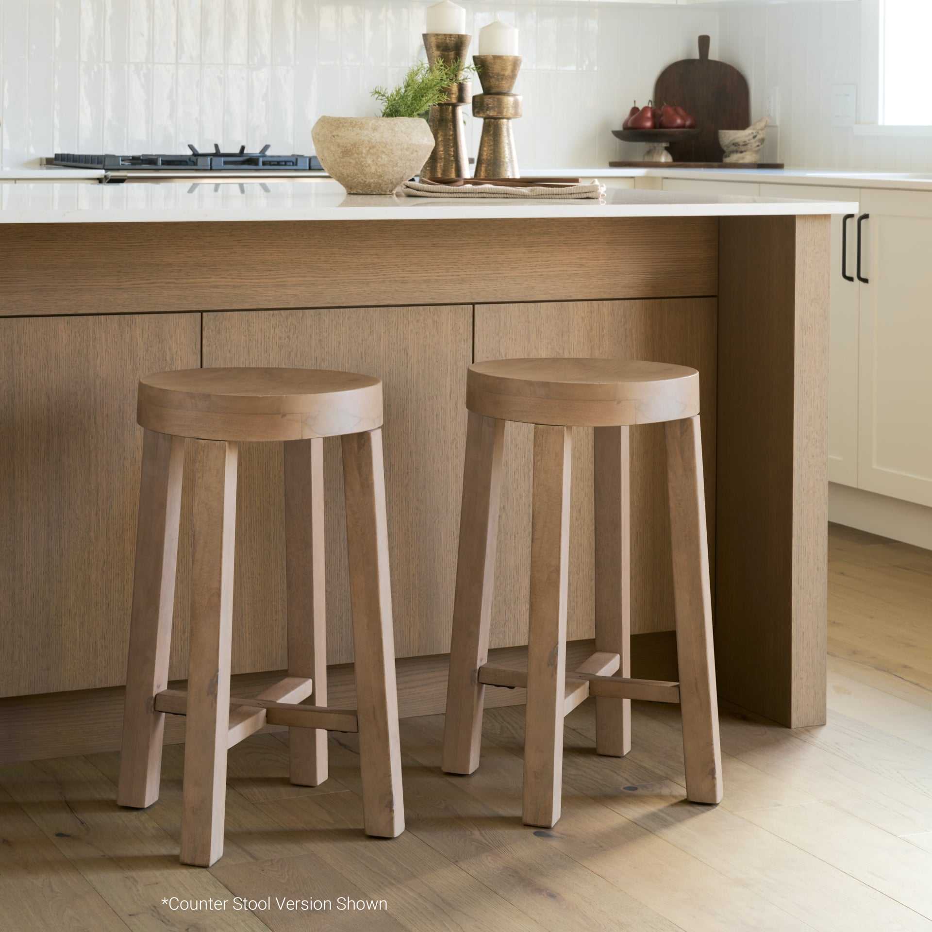 Brahma Wood Seat Bar Stool