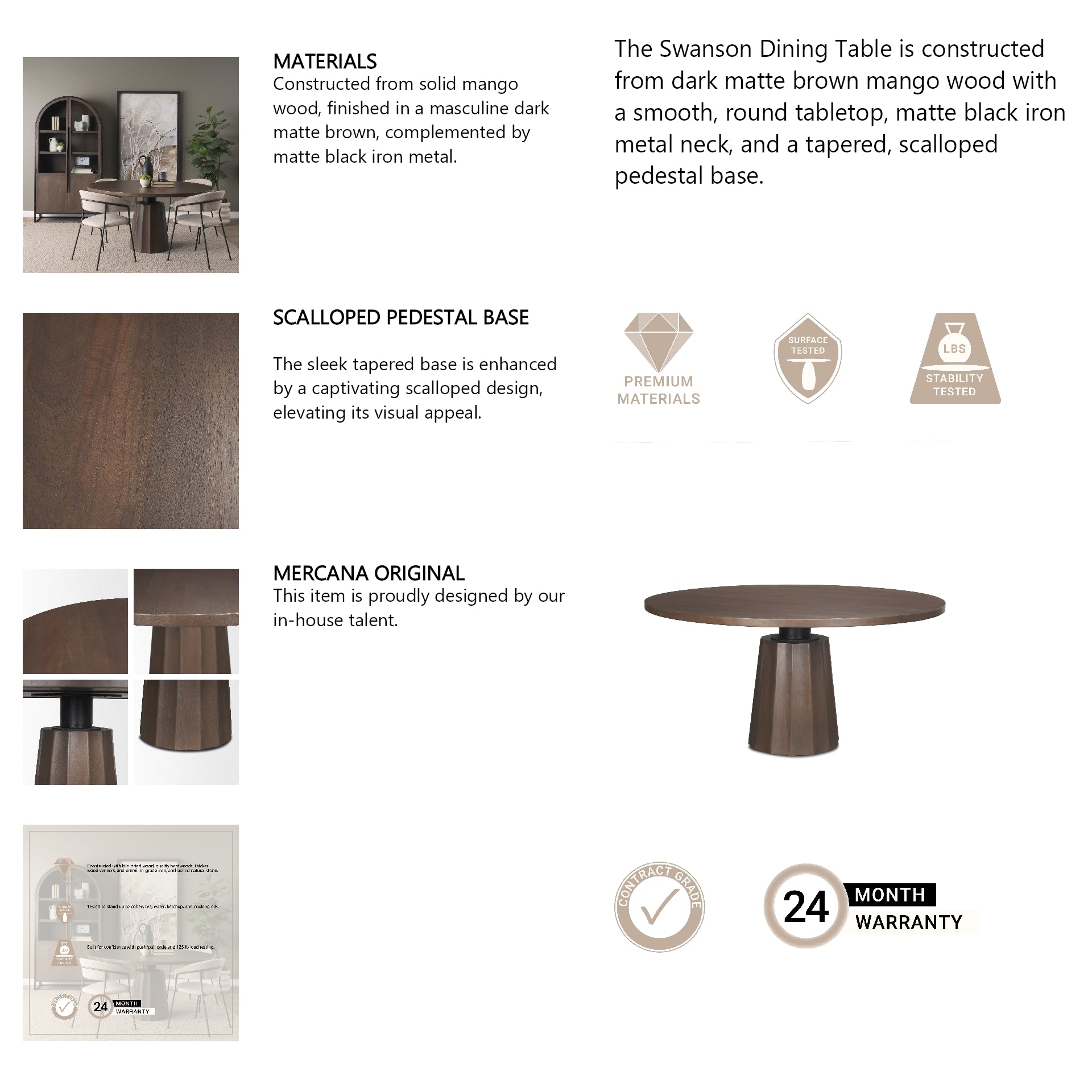 Swanson 60" Round Dining Table