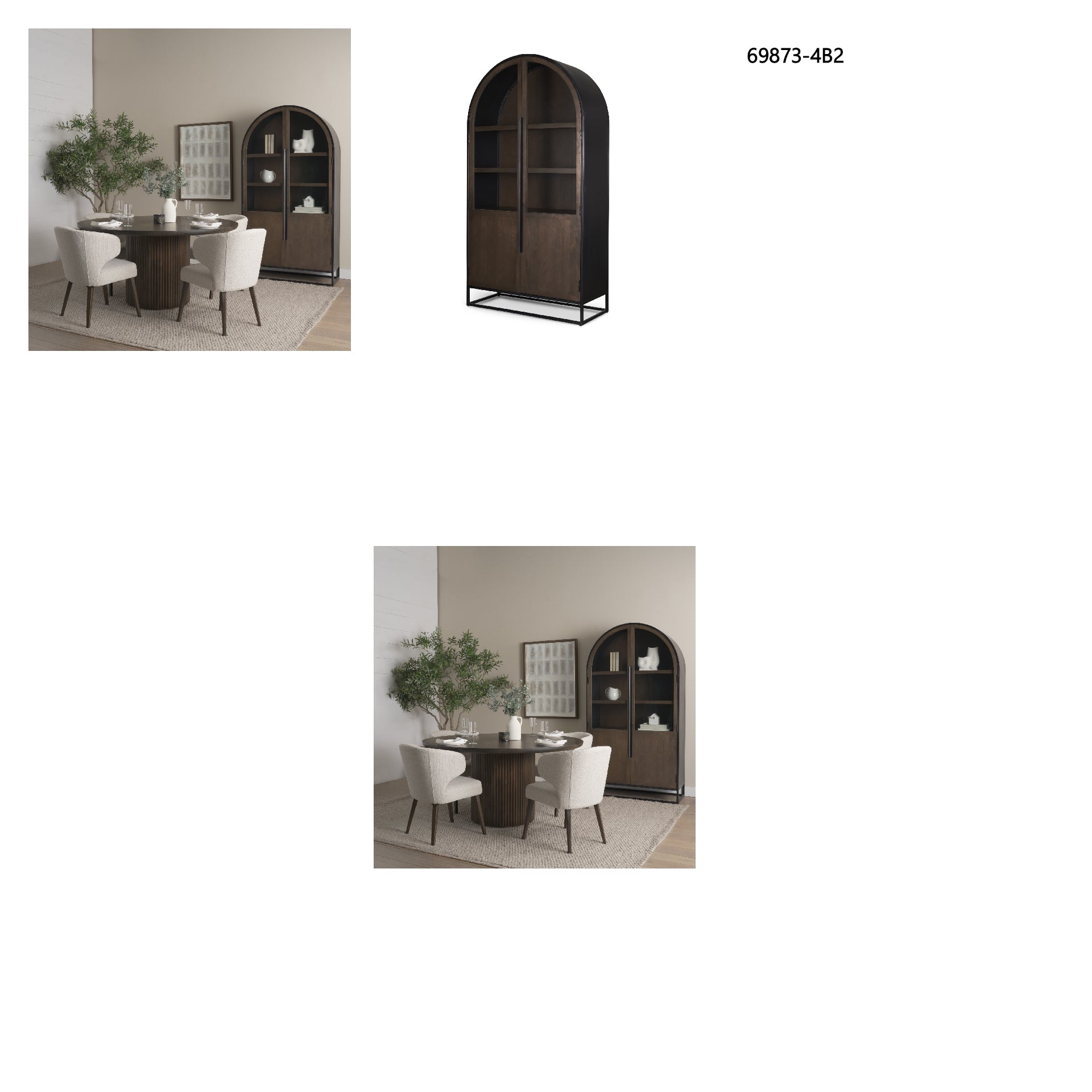 Terra Fluted Dining Table - 4 Niles Chairs - Sloan Cabinet