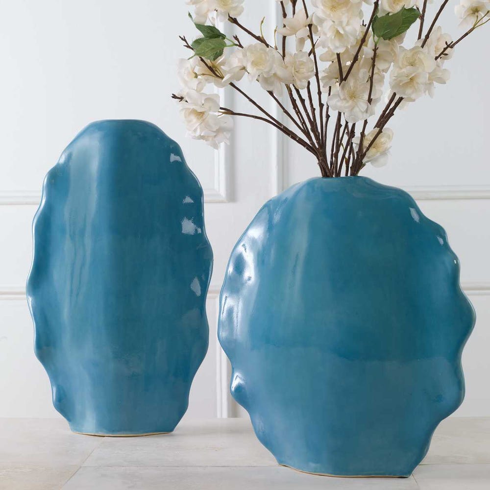 Ruffled Feathers Outdoor Vases, S/2