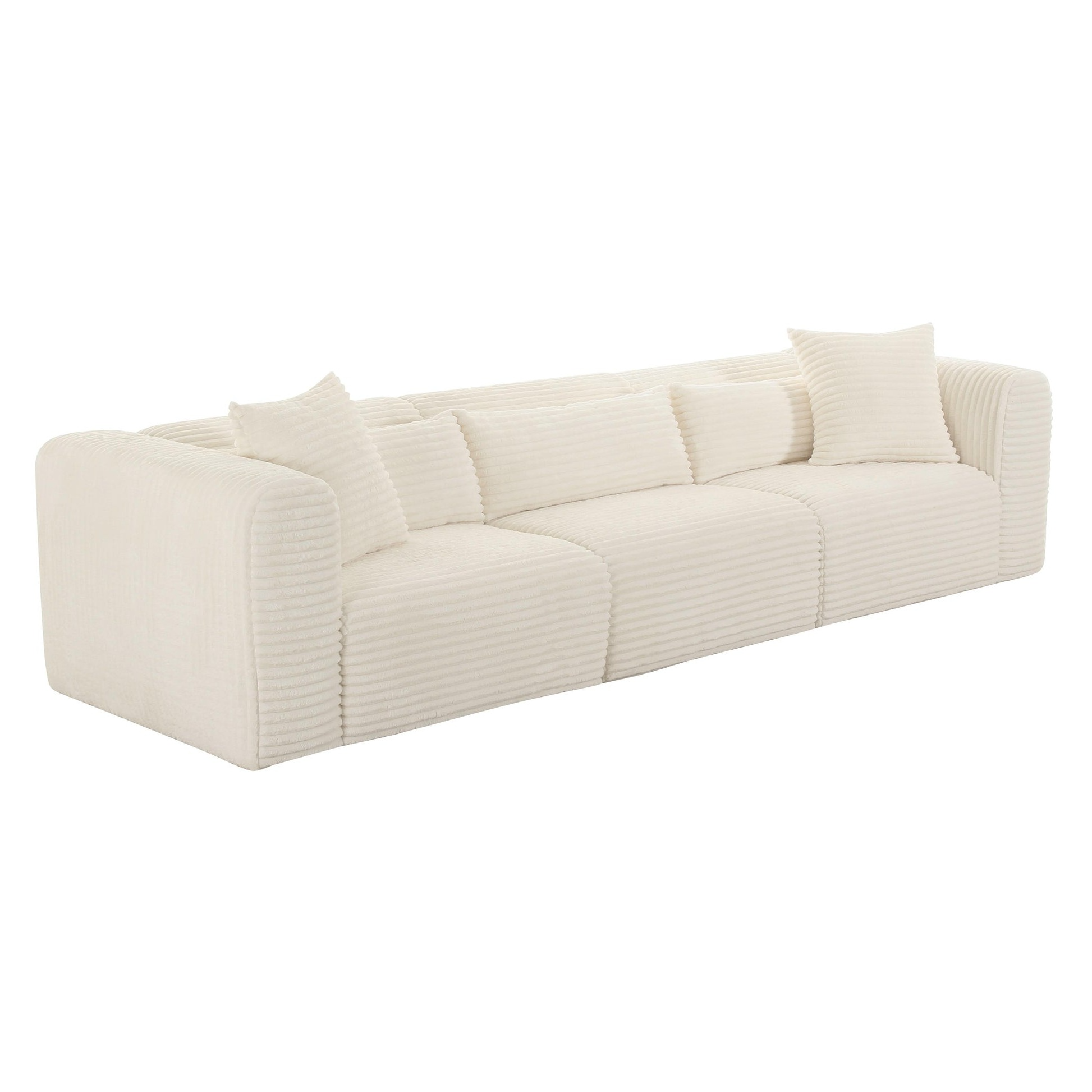 Canapé modulaire surdimensionné en velours côtelé crème Tarra Fluffy