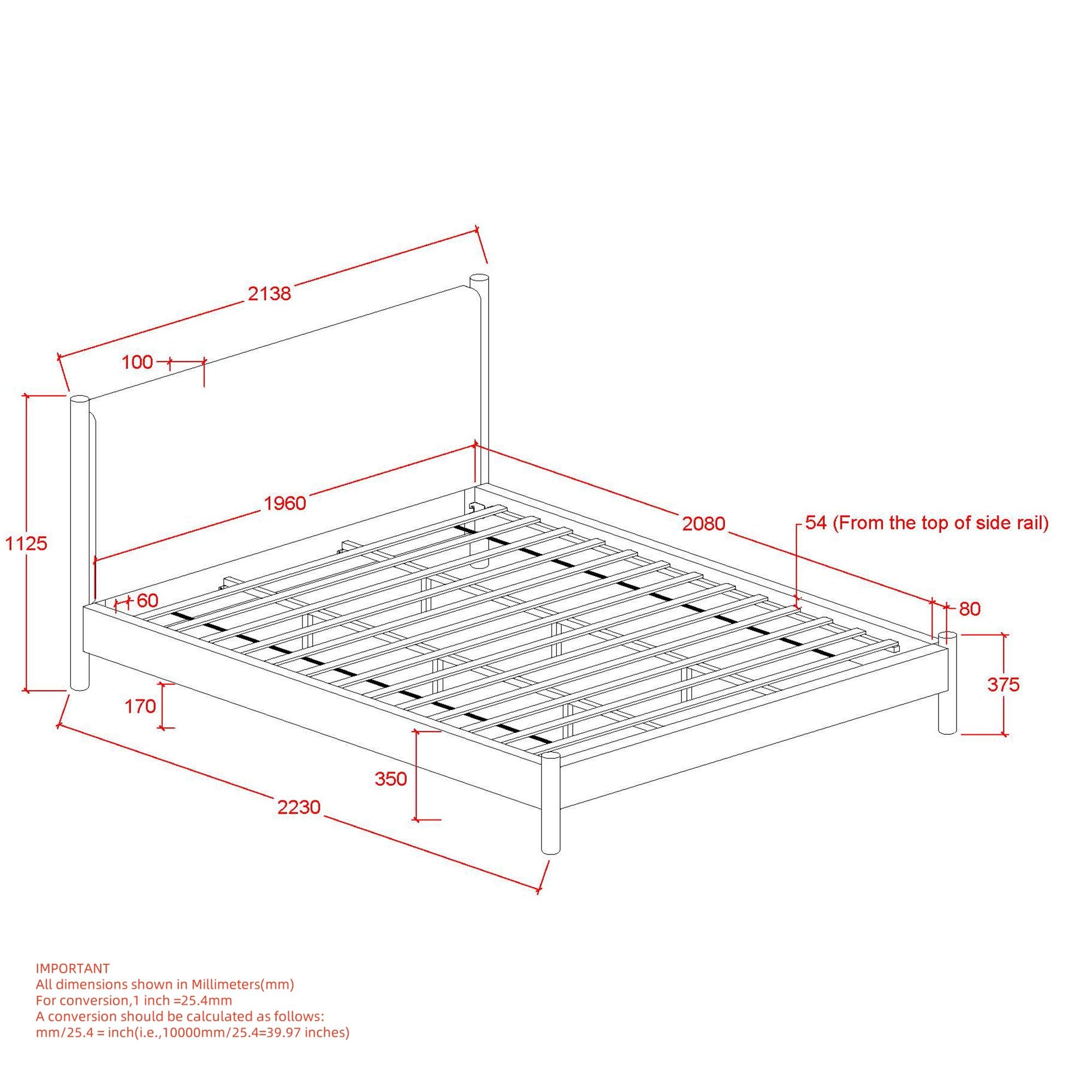 Zoran 78" King Platform Bed in Mushroom and Walnut