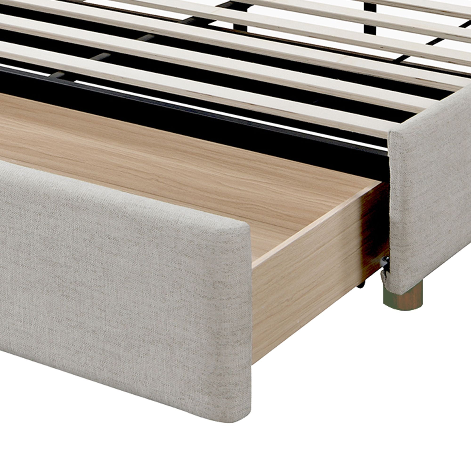 Andover 78" King Platform Bed with Drawer in Oat