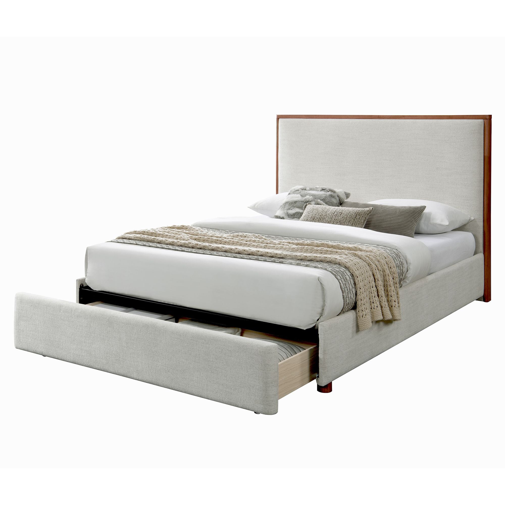 Andover 60" Queen Platform Bed with Drawer in Oat