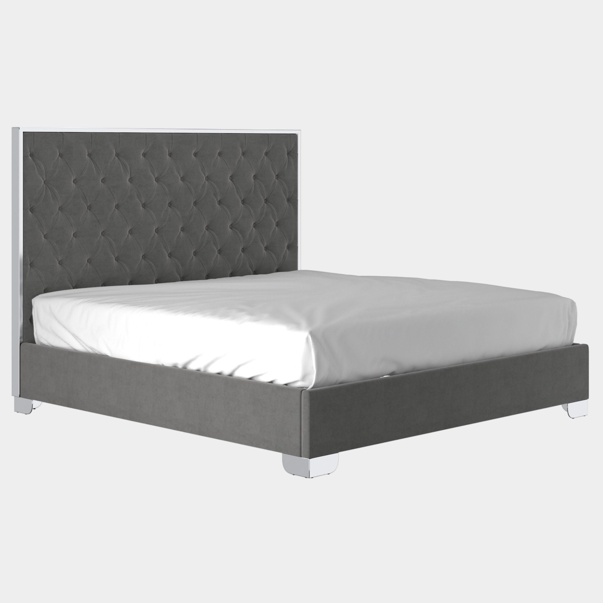 Lucille 78" King Bed in Grey and Silver