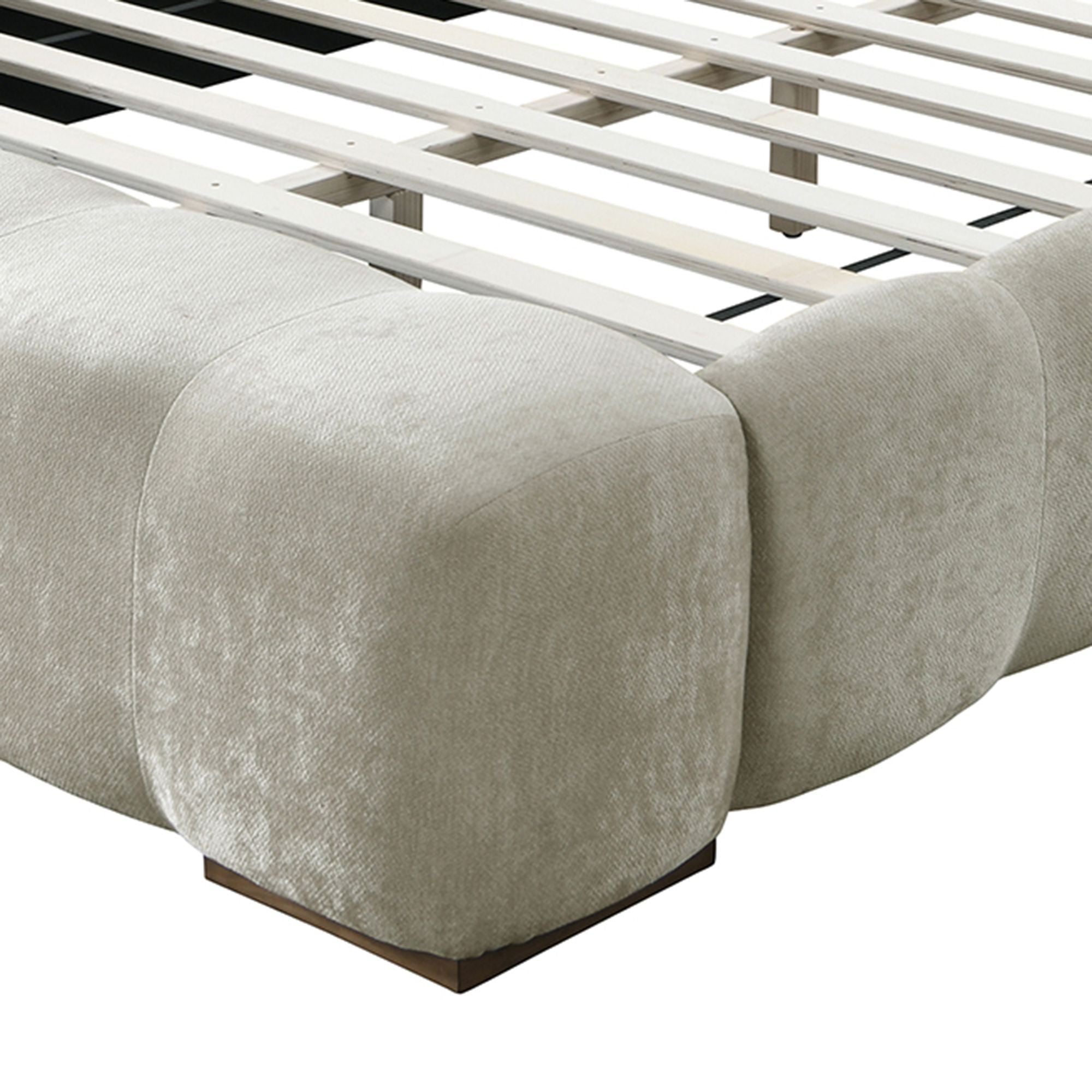 Pasha 78" King Platform Bed in Beige Pearl