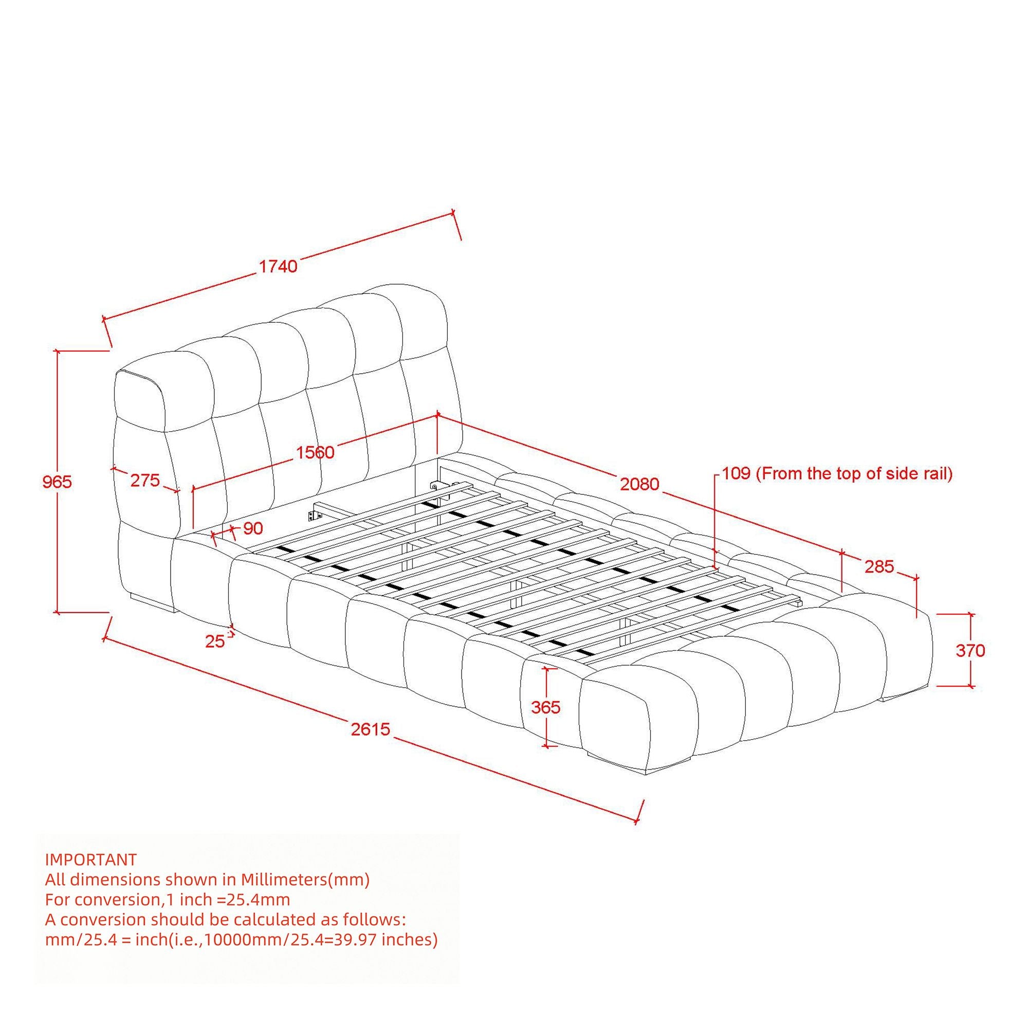 Pasha 60" Queen Platform Bed in Beige Pearl