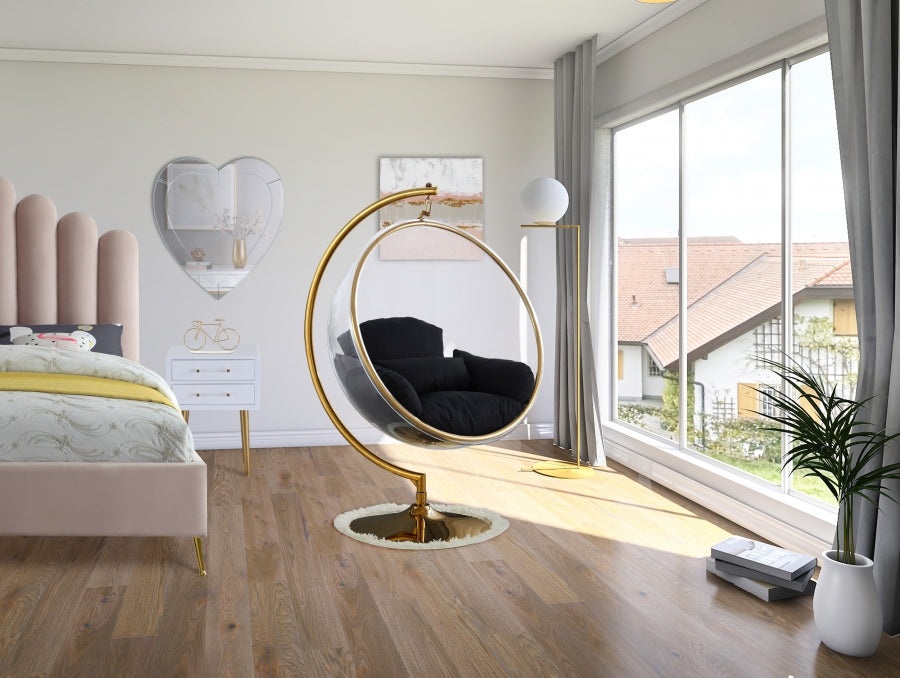 Luna Acrylic And Fabric Upholstered Swing Bubble Accent Chair