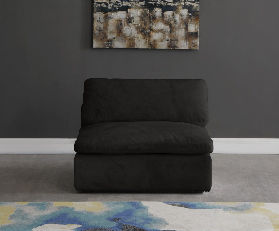 Cozy Velvet Upholstered Overstuffed Fiber Filled Comfort Comfort Armless Modular Chair