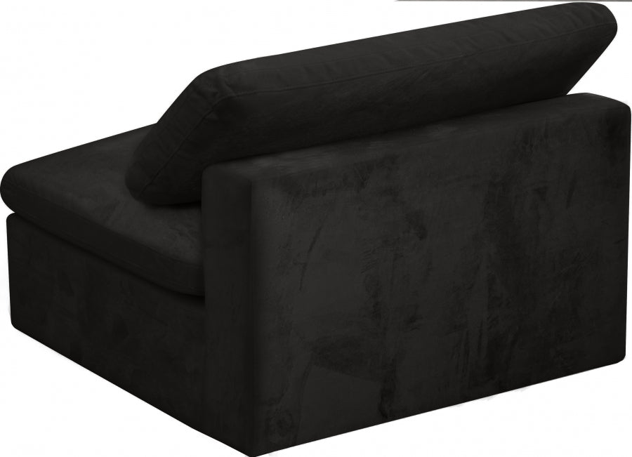 Cozy Velvet Upholstered Overstuffed Fiber Filled Comfort Comfort Armless Modular Chair