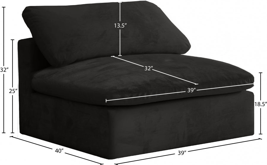 Cozy Velvet Upholstered Overstuffed Fiber Filled Comfort Comfort Armless Modular Chair