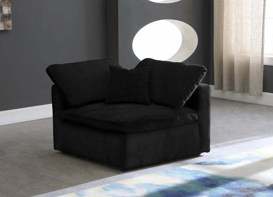 Cozy Velvet Upholstered Overstuffed Fiber Filled Comfort Comfort Corner Modular Chair