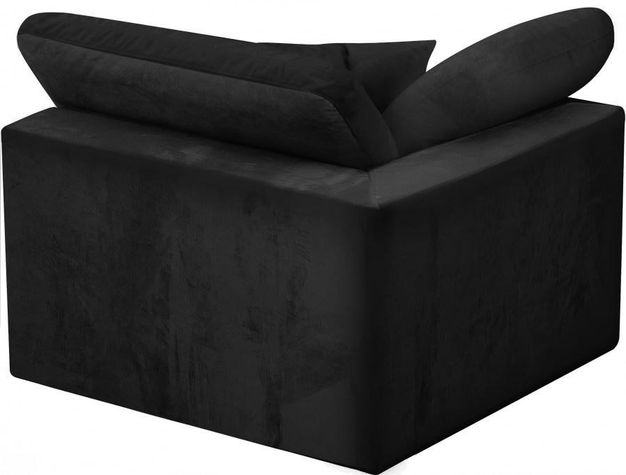 Cozy Velvet Upholstered Overstuffed Fiber Filled Comfort Comfort Corner Modular Chair