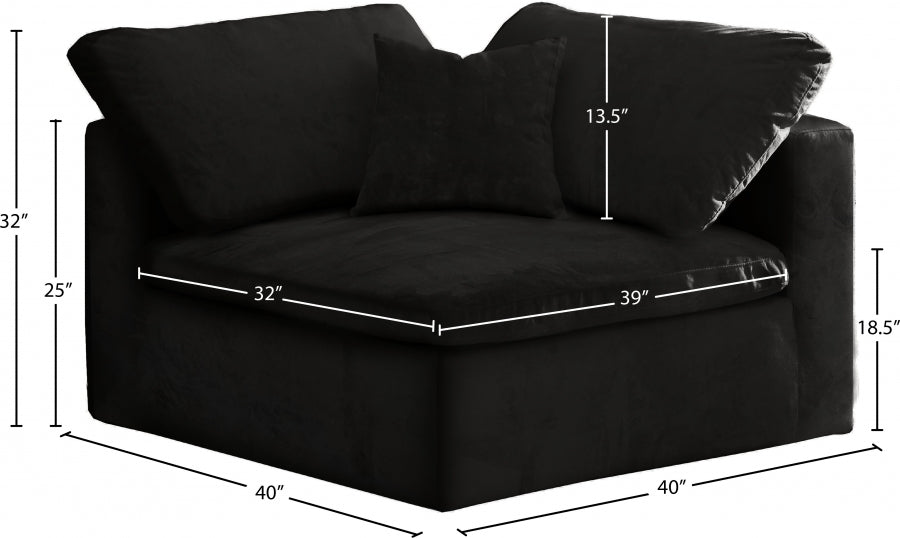 Cozy Velvet Upholstered Overstuffed Fiber Filled Comfort Comfort Corner Modular Chair