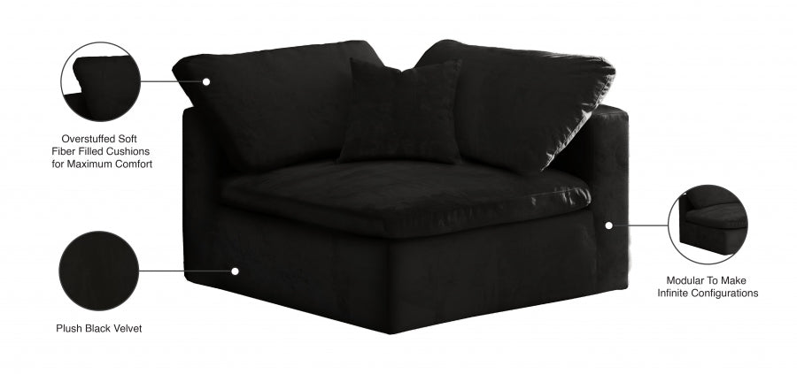 Cozy Velvet Upholstered Overstuffed Fiber Filled Comfort Comfort Corner Modular Chair