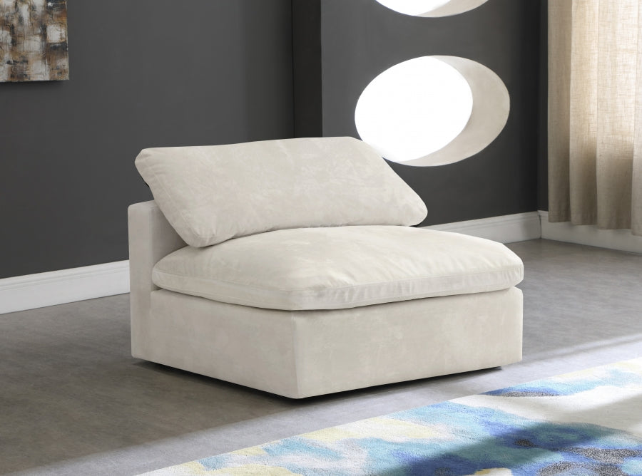 Cozy Velvet Upholstered Overstuffed Fiber Filled Comfort Comfort Armless Modular Chair