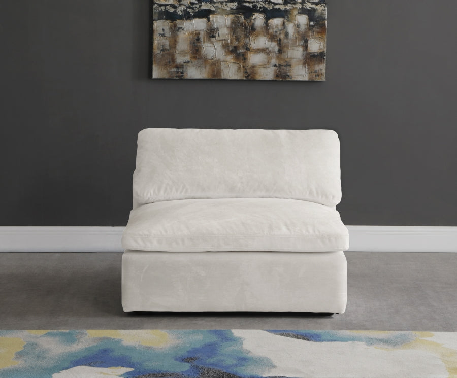 Cozy Velvet Upholstered Overstuffed Fiber Filled Comfort Comfort Armless Modular Chair