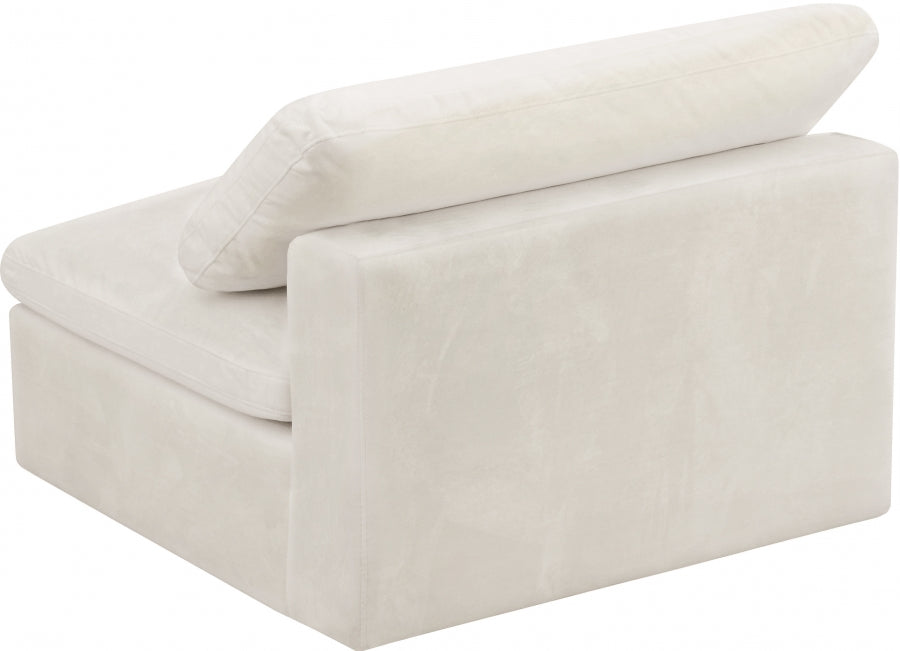Cozy Velvet Upholstered Overstuffed Fiber Filled Comfort Comfort Armless Modular Chair