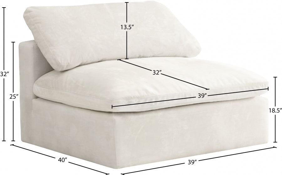 Cozy Velvet Upholstered Overstuffed Fiber Filled Comfort Comfort Armless Modular Chair