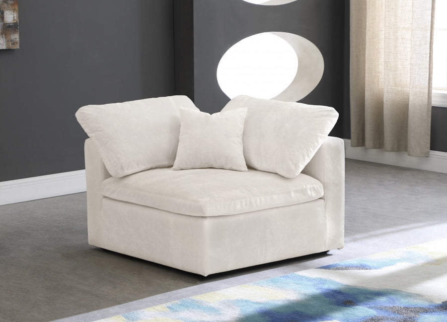 Cozy Velvet Upholstered Overstuffed Fiber Filled Comfort Comfort Corner Modular Chair