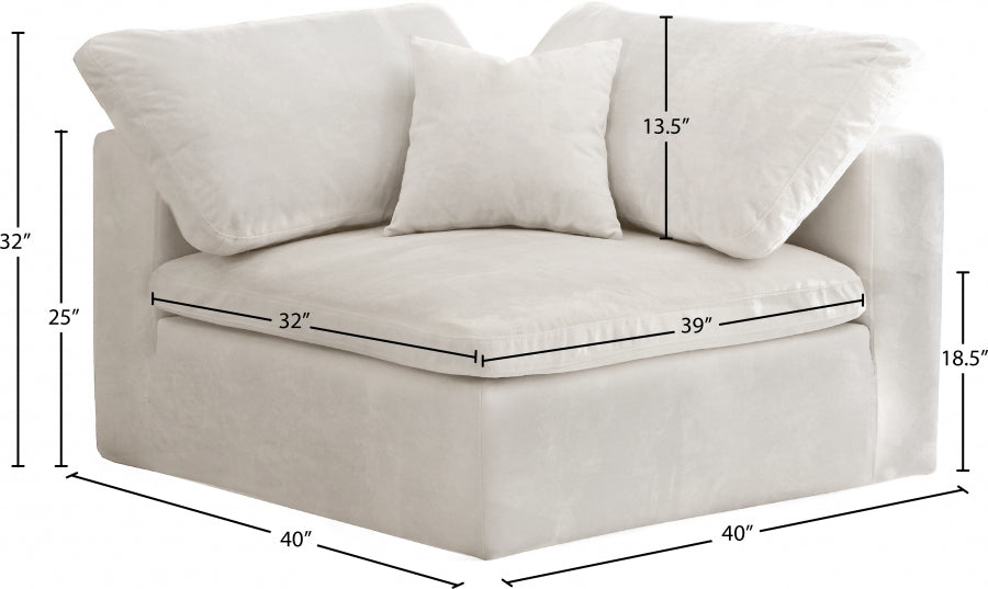 Cozy Velvet Upholstered Overstuffed Fiber Filled Comfort Comfort Corner Modular Chair
