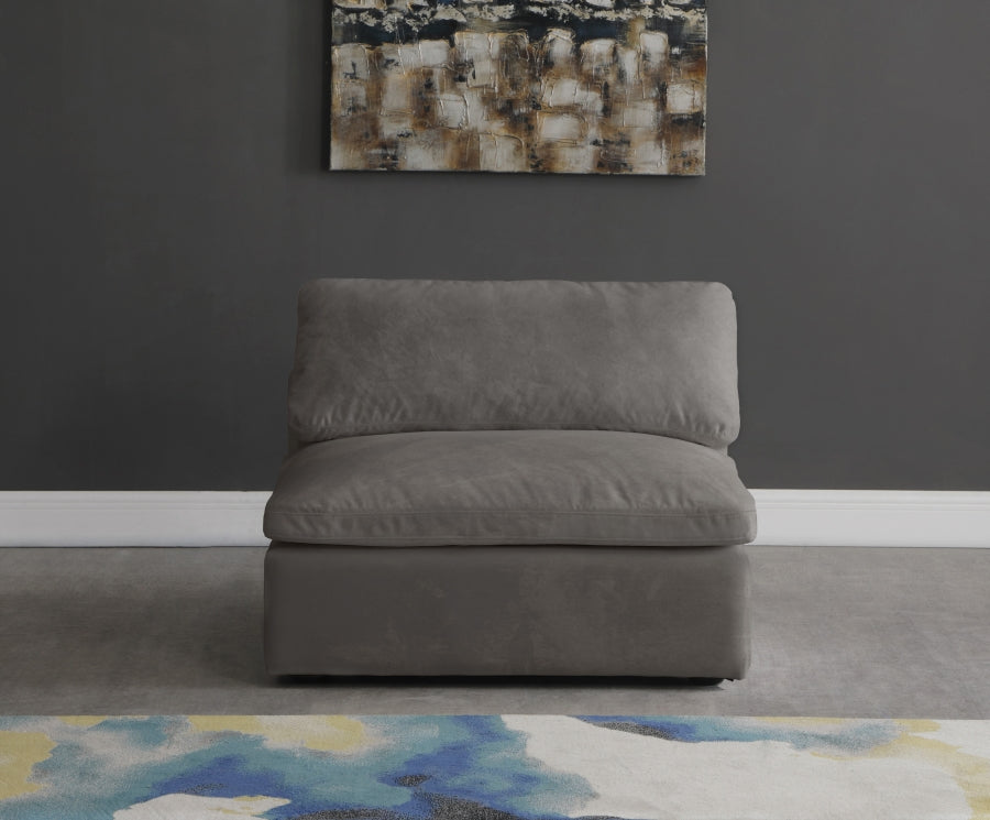 Cozy Velvet Upholstered Overstuffed Fiber Filled Comfort Comfort Armless Modular Chair