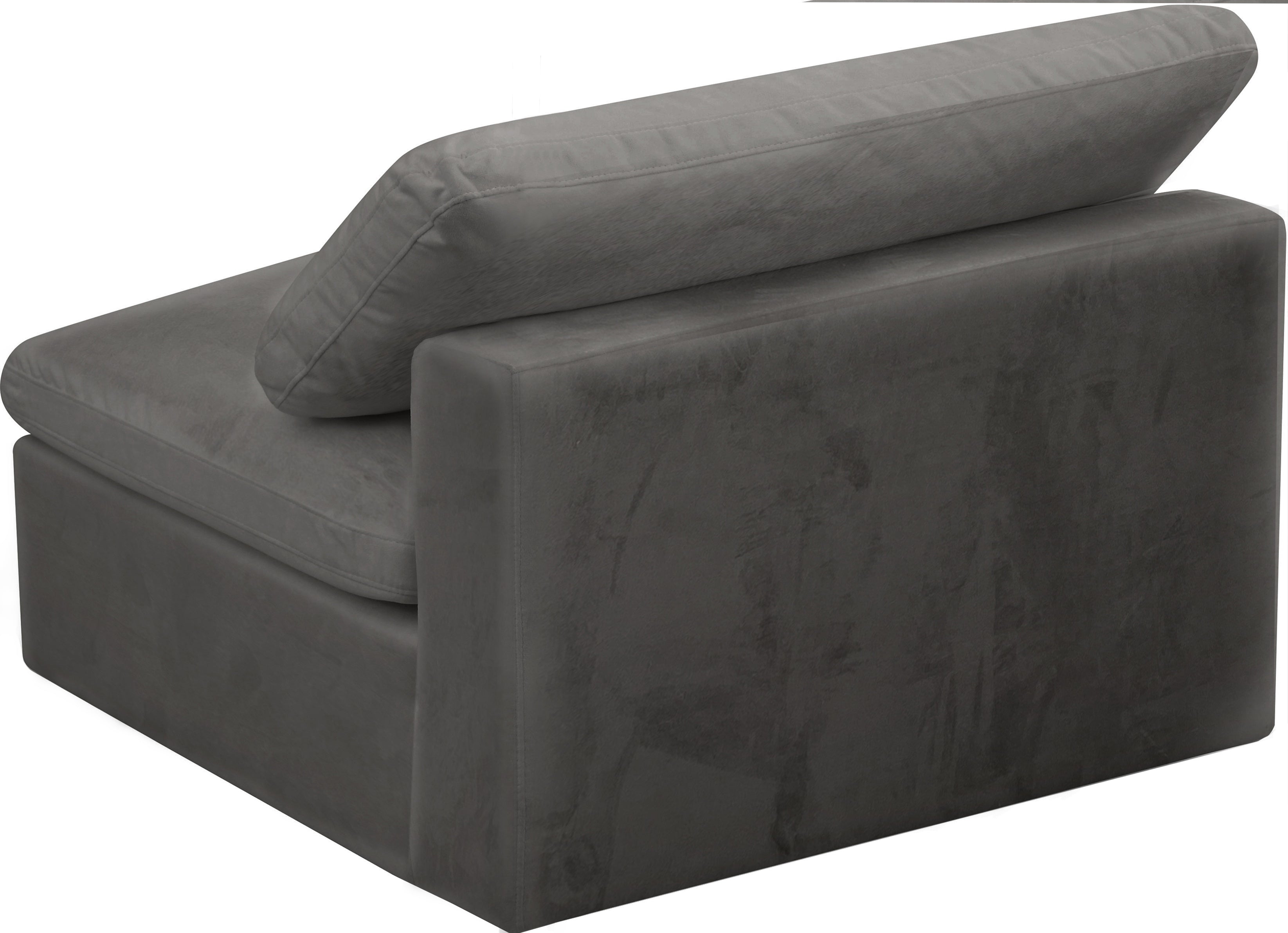 Cozy Velvet Upholstered Overstuffed Fiber Filled Comfort Comfort Armless Modular Chair