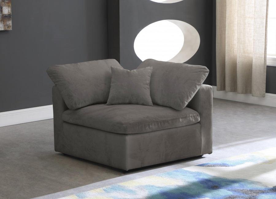 Cozy Velvet Upholstered Overstuffed Fiber Filled Comfort Comfort Corner Modular Chair