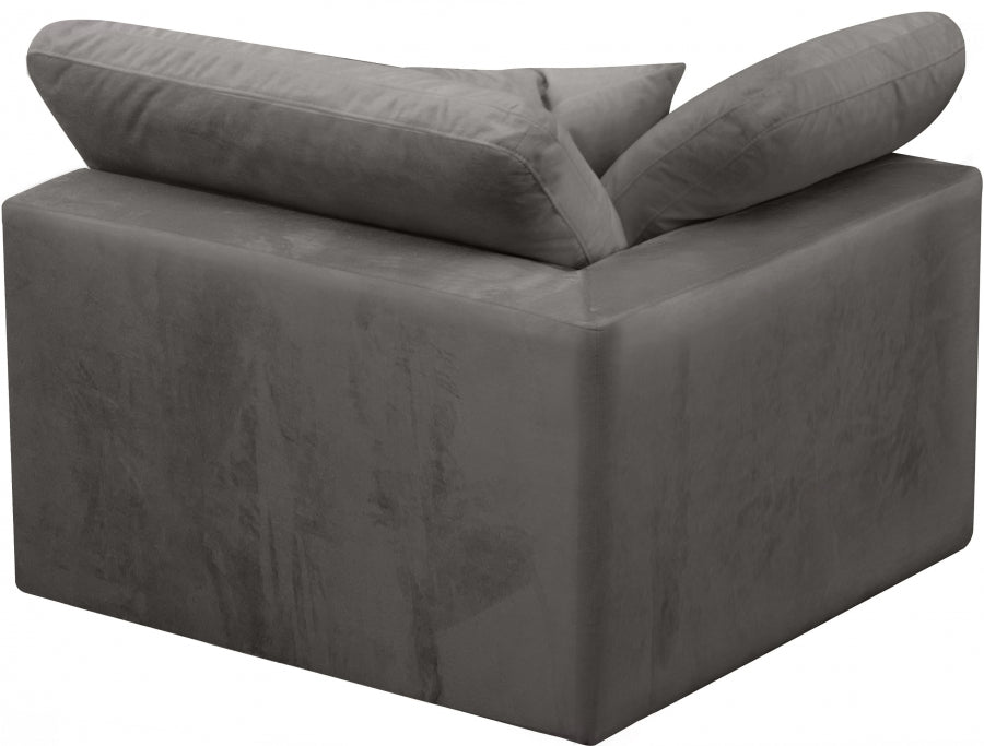 Cozy Velvet Upholstered Overstuffed Fiber Filled Comfort Comfort Corner Modular Chair