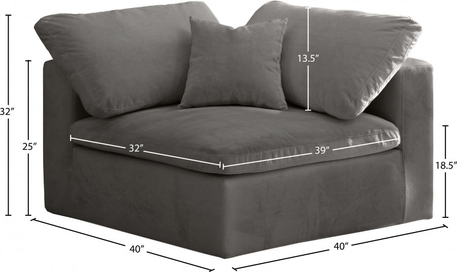 Cozy Velvet Upholstered Overstuffed Fiber Filled Comfort Comfort Corner Modular Chair