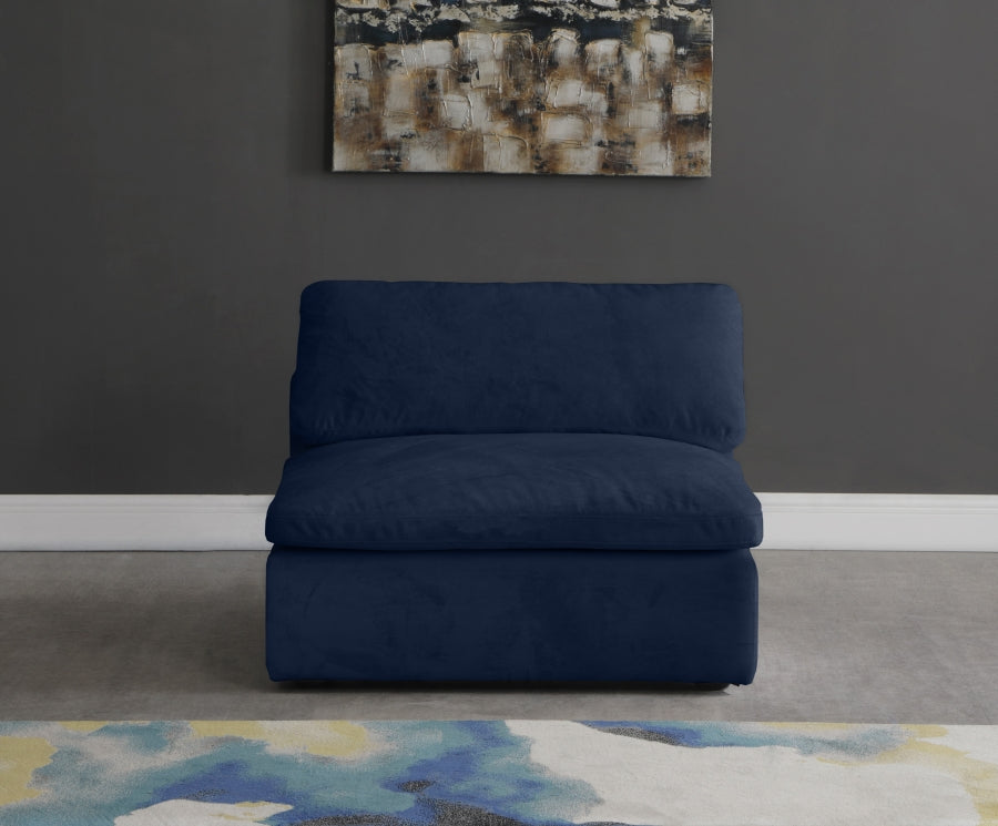Cozy Velvet Upholstered Overstuffed Fiber Filled Comfort Comfort Armless Modular Chair