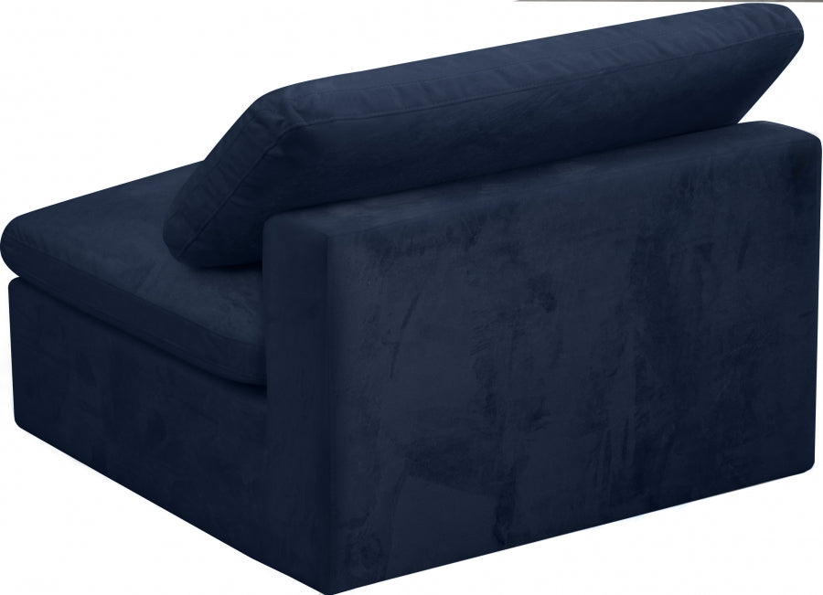 Cozy Velvet Upholstered Overstuffed Fiber Filled Comfort Comfort Armless Modular Chair