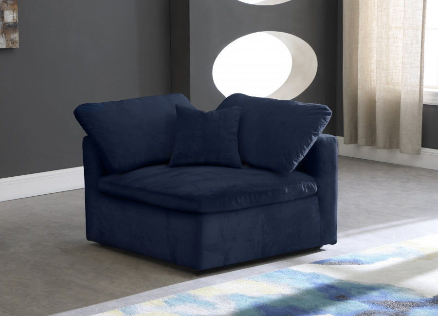 Cozy Velvet Upholstered Overstuffed Fiber Filled Comfort Comfort Corner Modular Chair