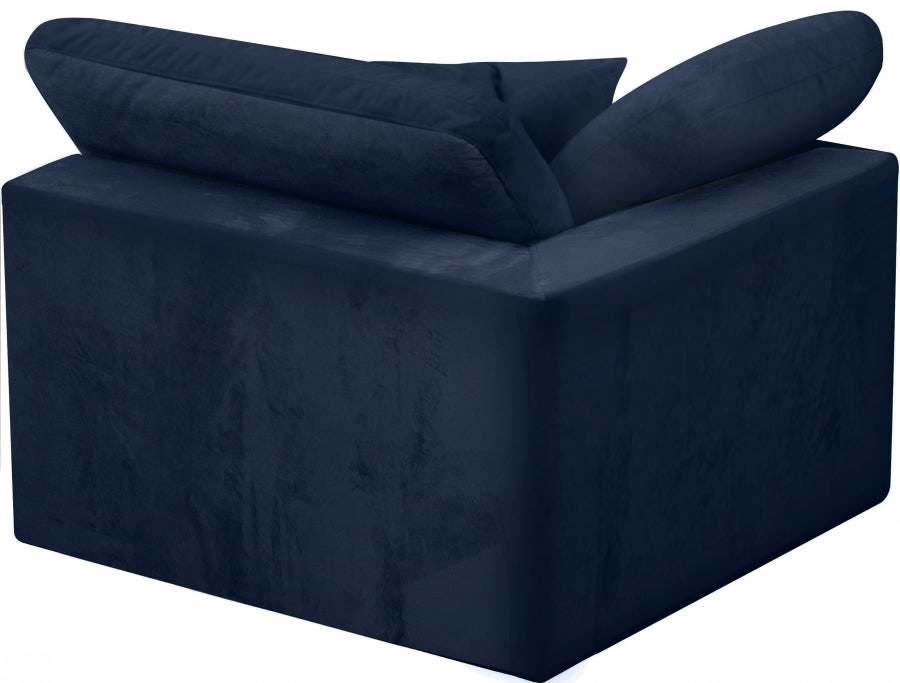 Cozy Velvet Upholstered Overstuffed Fiber Filled Comfort Comfort Corner Modular Chair