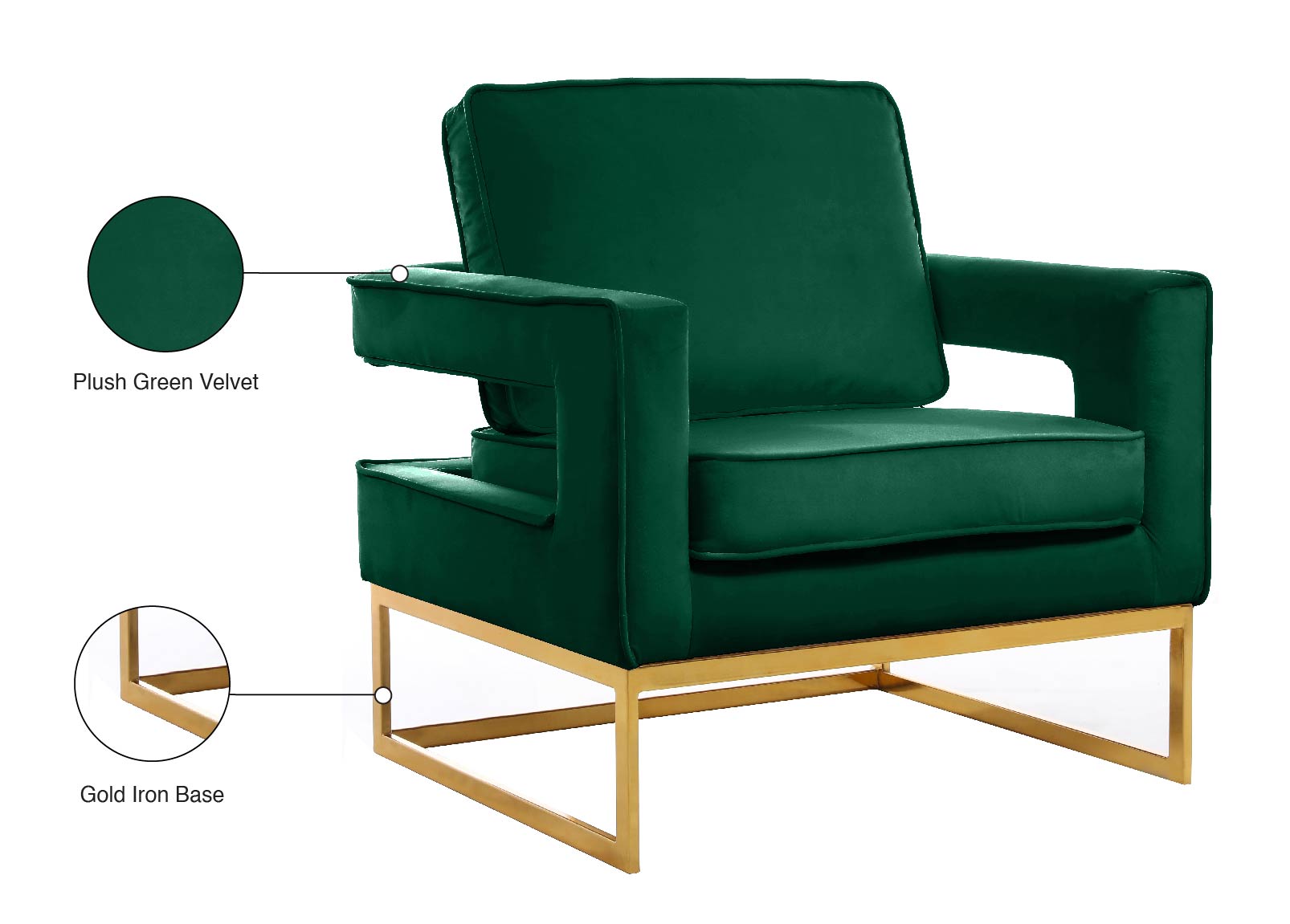 Fauteuil d'appoint rembourré en chenille Vivi