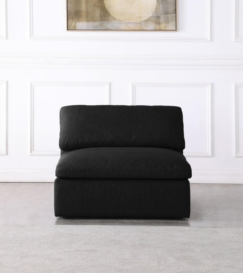 Serene Linen Textured Fabric Upholstered Deluxe Comfort Modular Armless Chair