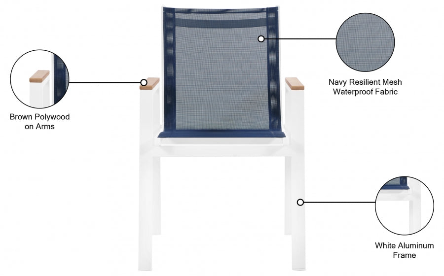 Nizuc Mesh Water Resistant Fabric Outdoor Patio Dining Arm Chair